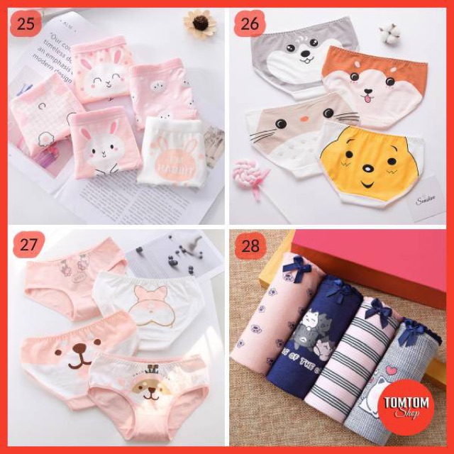 Combo 4 Quần Lót Nữ Cotton Dễ Thương Kháng Khuẩn Combo 4 Quần Chip Nữ Cạp Thấp Cute Dễ Thương CB2 | BigBuy360 - bigbuy360.vn