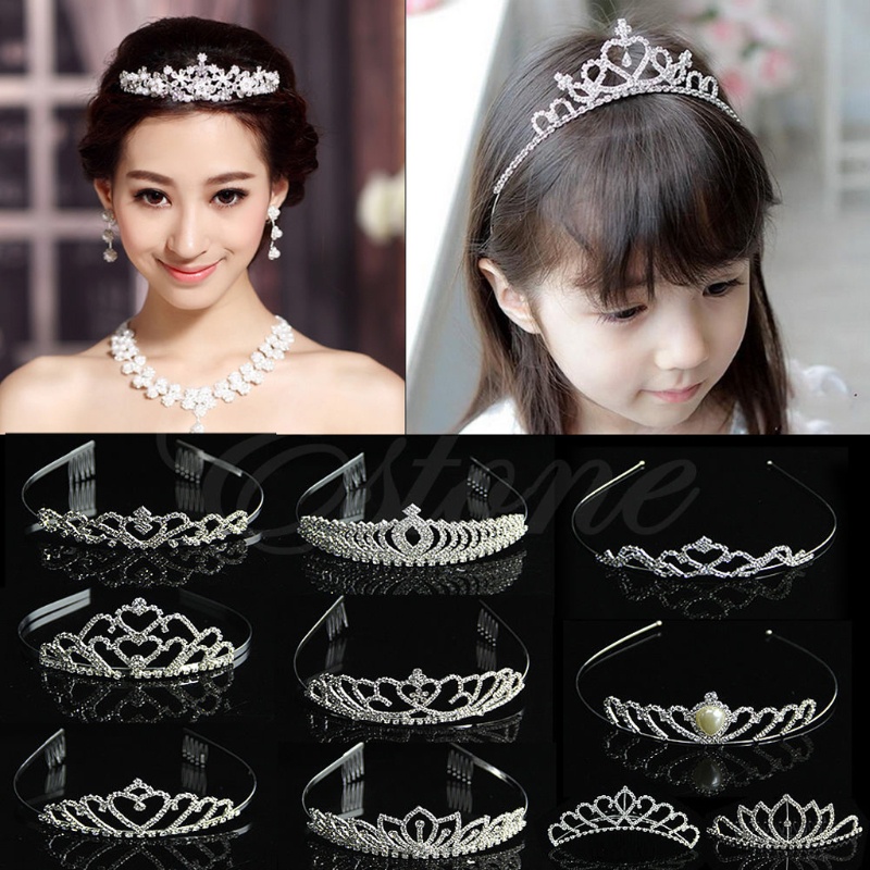 Cài Tóc Hình Vương Miện Đính Đá Lấp Lánh Cho Cô Dâu