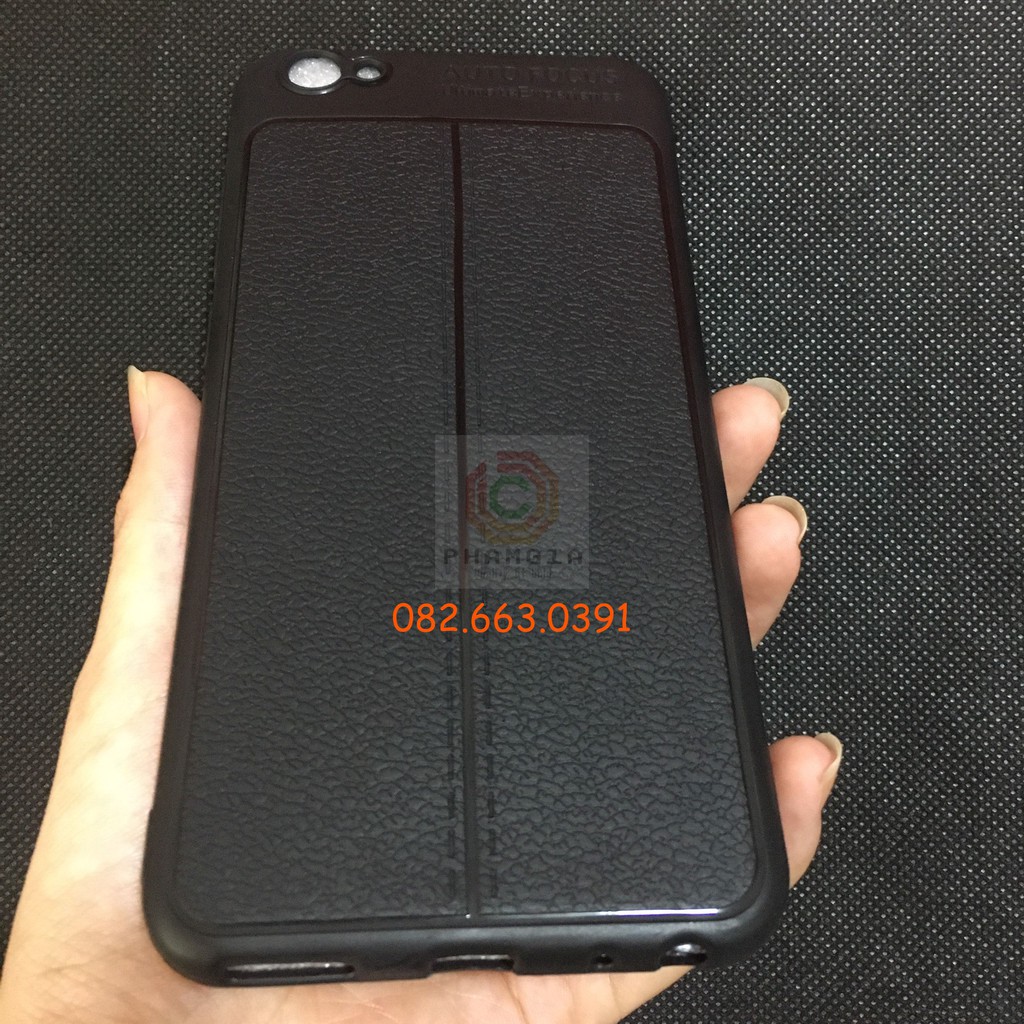 Ốp lưng đen giả da dành cho Vivo V5 siêu dẻo siêu bền