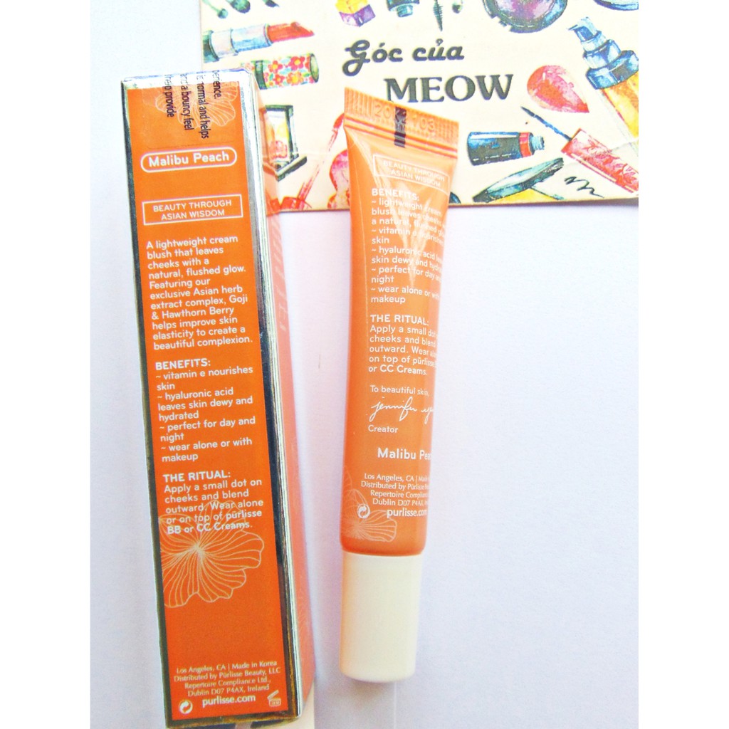 Màu má dạng kem Purlisse Blush Glow BB Cheek Color phấn má kem