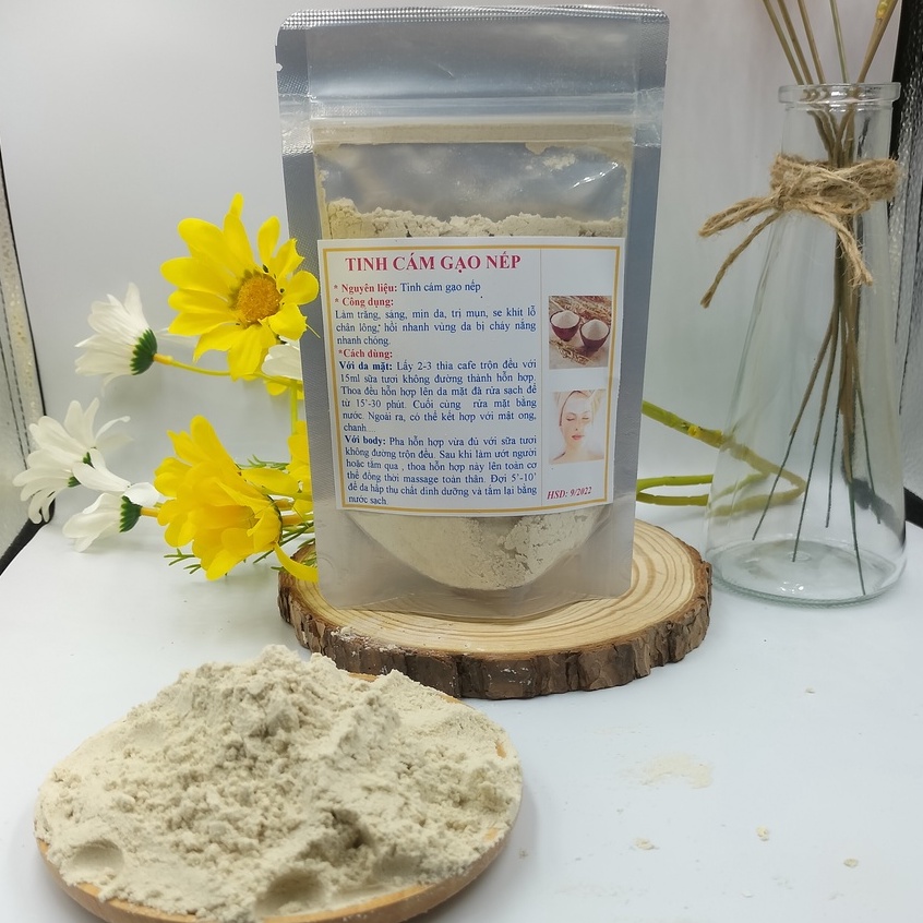 100G Bột cám gạo nếp sữa nguyên chất hữu cơ - trắng da, dưỡng ẩm, mờ thâm sạm - mỹ phẩm handmade