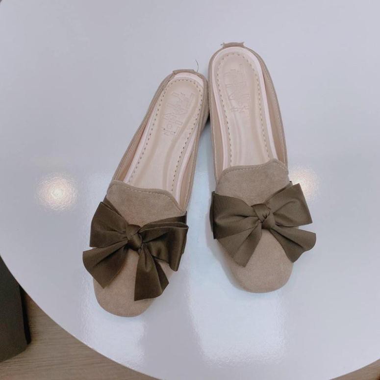 GIẦY BỆT SỤC DẠ NƠ LỤA MÀU GHI MẪU MỚI | BigBuy360 - bigbuy360.vn