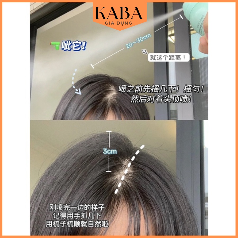 Dầu gội khô dạng xịt, dầu gội đầu khô nữ không bết dính phồng tóc nội địa KABA