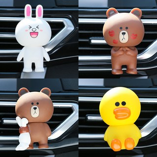 Giấy thơm gắn lỗ thông khí hình gấu Brown và thỏ cony dễ thương cho xe hơi