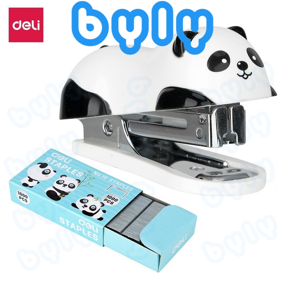 [Ship hỏa tốc] Bấm kim Panda + kèm 1 hộp ghim Deli 0453 - ByLy Store