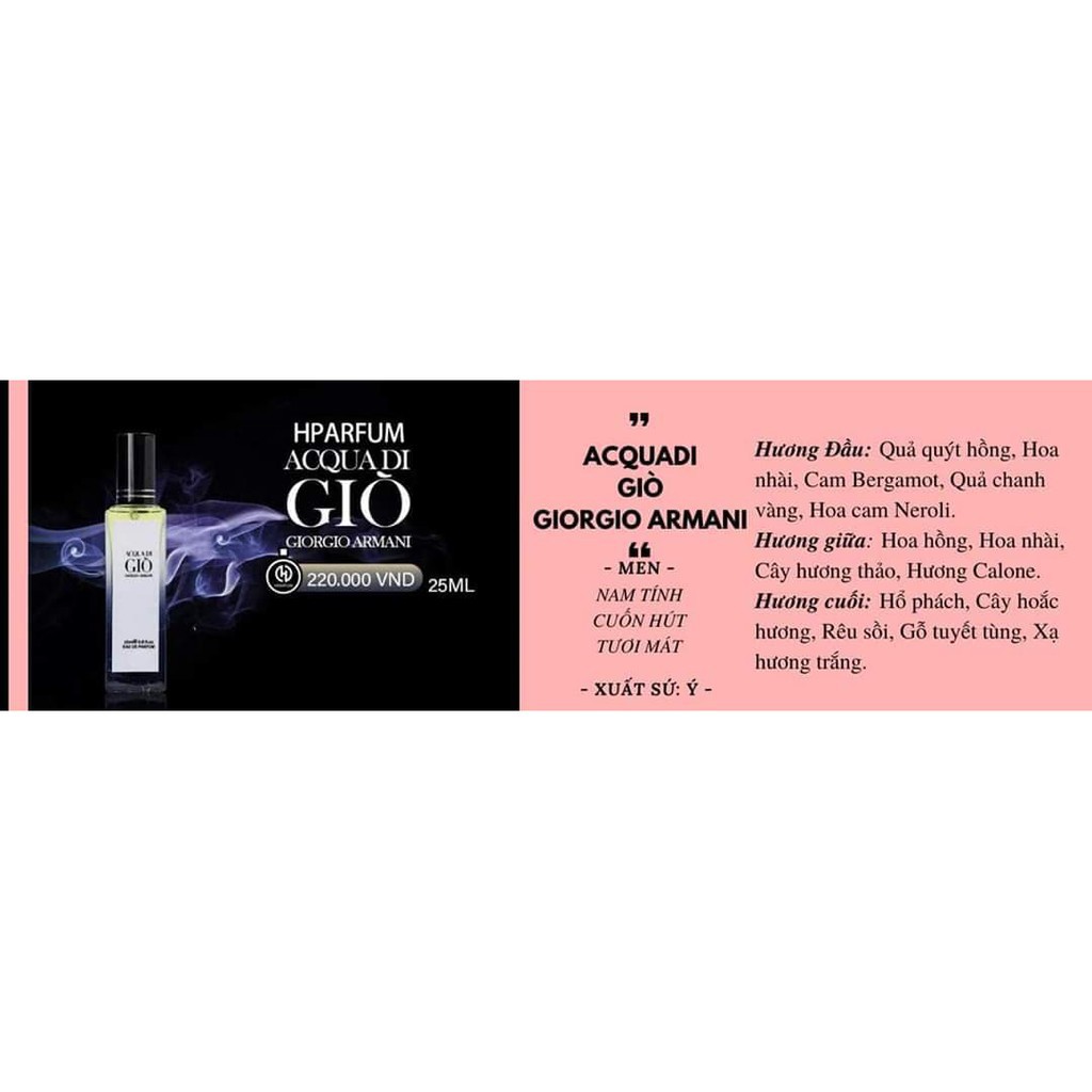 Nước Hoa Nam 𝐀𝐂𝐐𝐔𝐀 𝐃𝐈 𝐆𝐈𝐎̀ Chính Hãng Hparfum Xịt 25ml | BigBuy360 - bigbuy360.vn