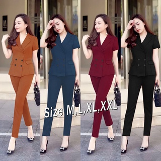 Set nguyên bộ áo Vest quần dài hai nắp túi xinh xắn