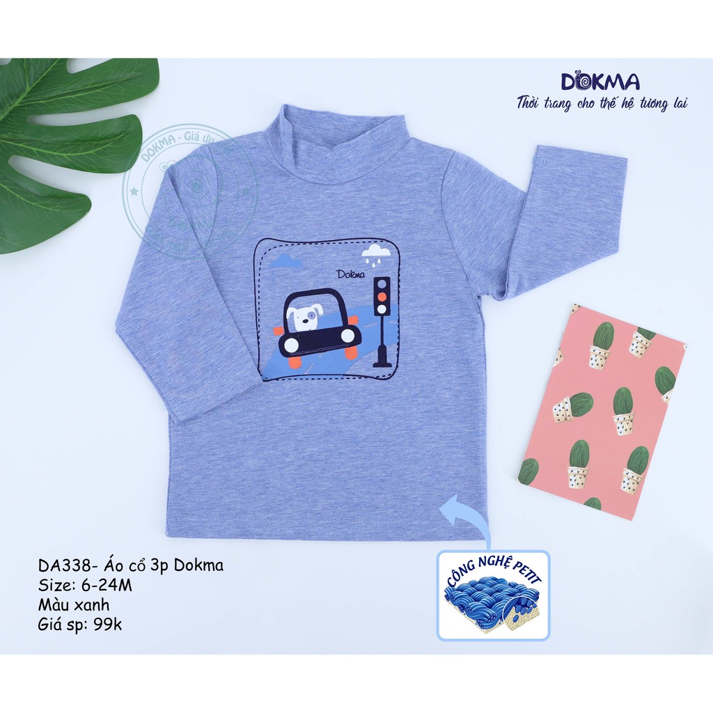 Dokma - Áo cổ 3p Bamboo mỏng BT+BG (9-36m) DA338