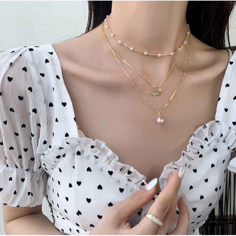 XiaoboACC Dây Chuyền Hợp Kim Hình Bướm Đính Đá Xinh Xắn