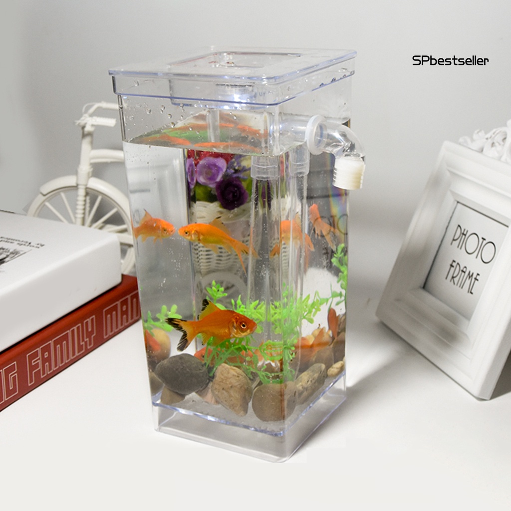 1 Bộ Bể Cá Mini Trong Suốt Tự Động Lọc Nước