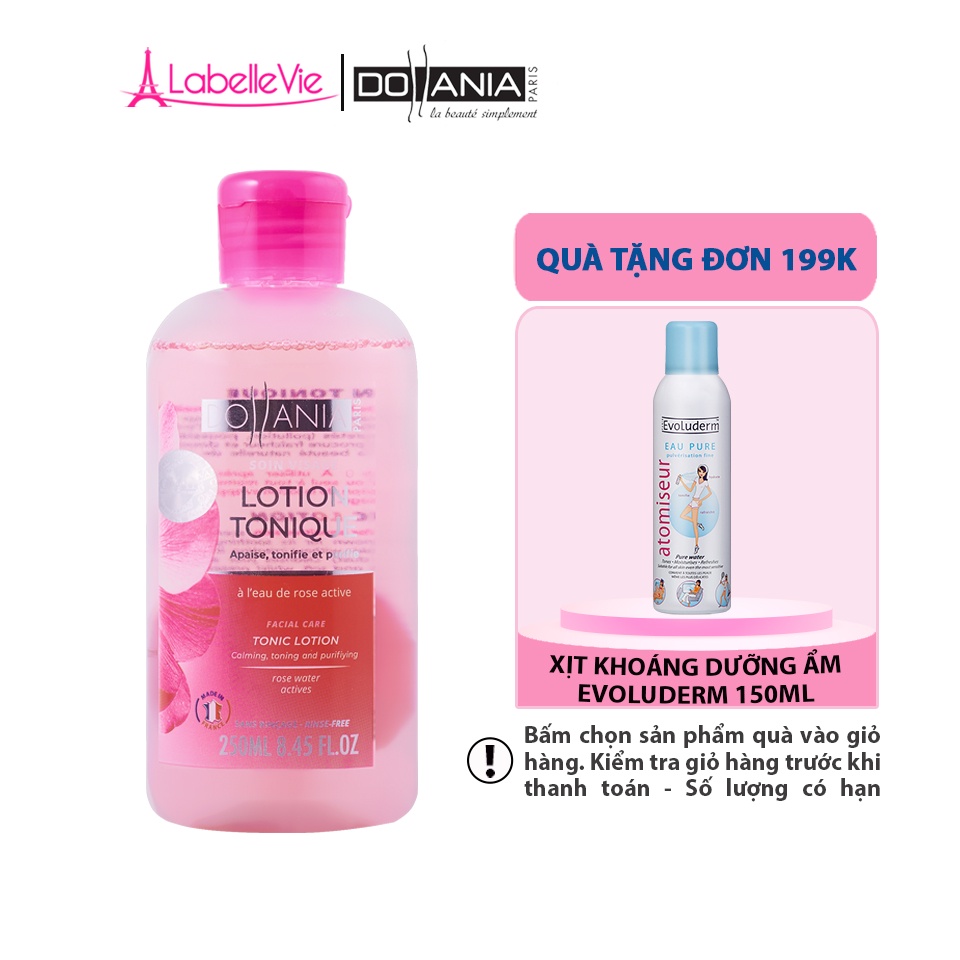 Nước hoa hồng dành cho da nhạy cảm Dollania Lotion Tonique cân bằng PH cho da mềm mịn 250ml