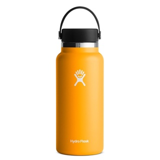 Bình giữ nhiệt chân không miệng rộng vỏ rơm hydro flask, bình cách nhiệt thép không gỉ, chai nước miệng rộng thể thao.