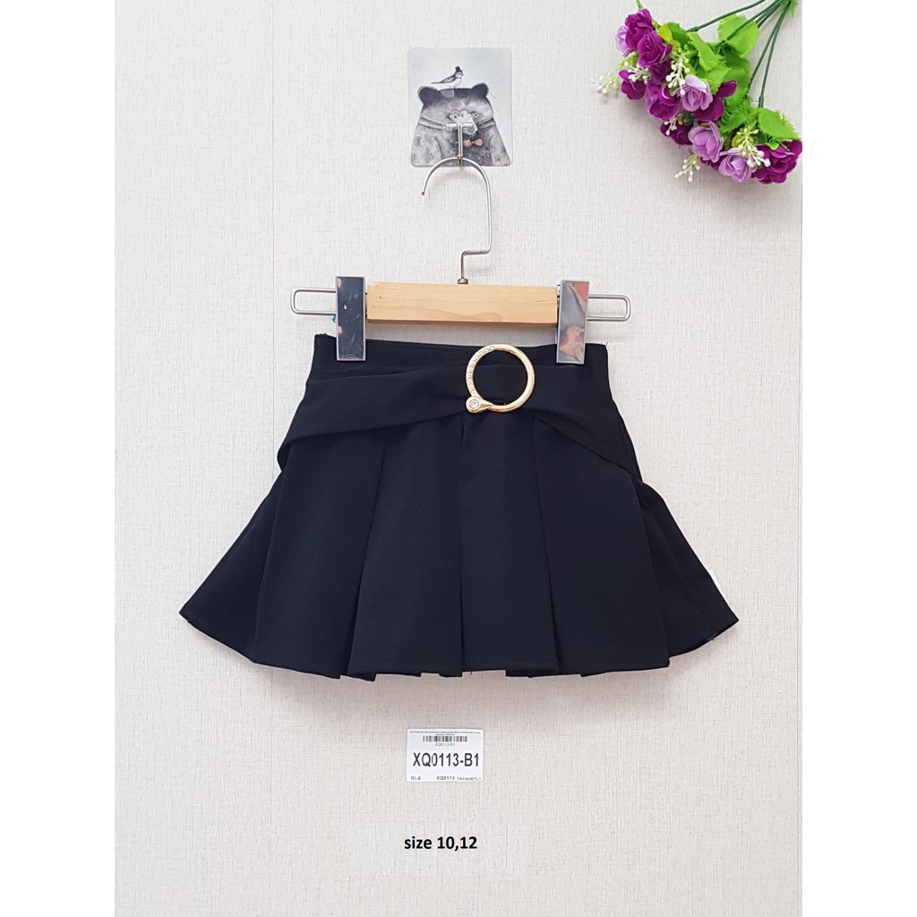 XQ0113- Chân váy uni, thun co giãn, đai thắt lưng ,màu đen, SIZE 10, 12 - hiệu Made in Việt Nam