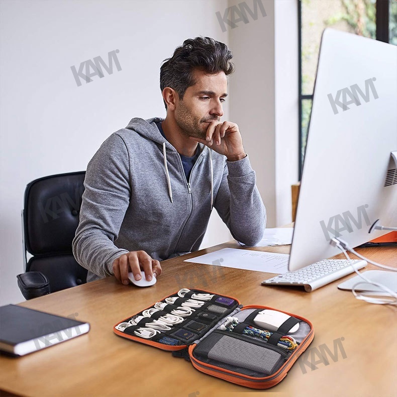 Kam Túi Đựng Dây Cáp Kỹ Thuật Số Hai Tầng Sức Chứa Lớn Đa Chức Năng Sắp Xếp Gọn Gàng Cho Ipad Tai Nghe Sạc