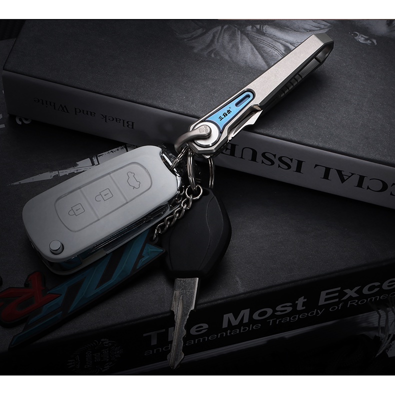 Móc khóa Titanium đa năng kèm lưỡi dao rọc Sanrenmu SK061
