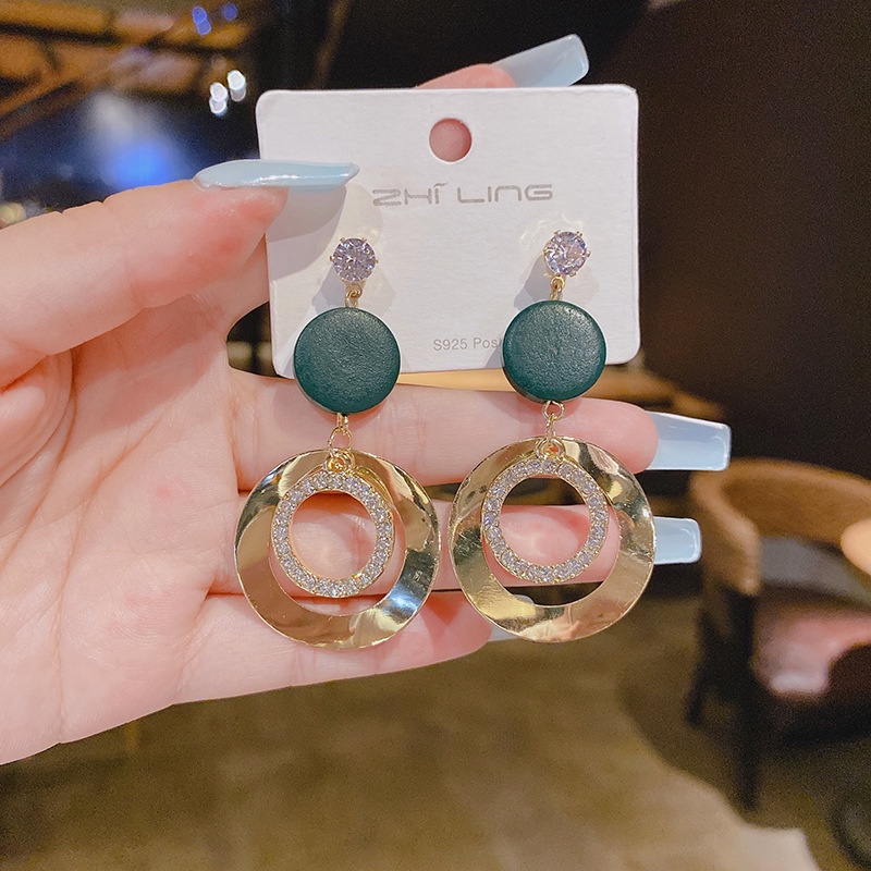 Bông Tai Mạ Bạc 925 Hai Lớp Tua Rua Dáng Dài Sang Trọng Cho Nữ