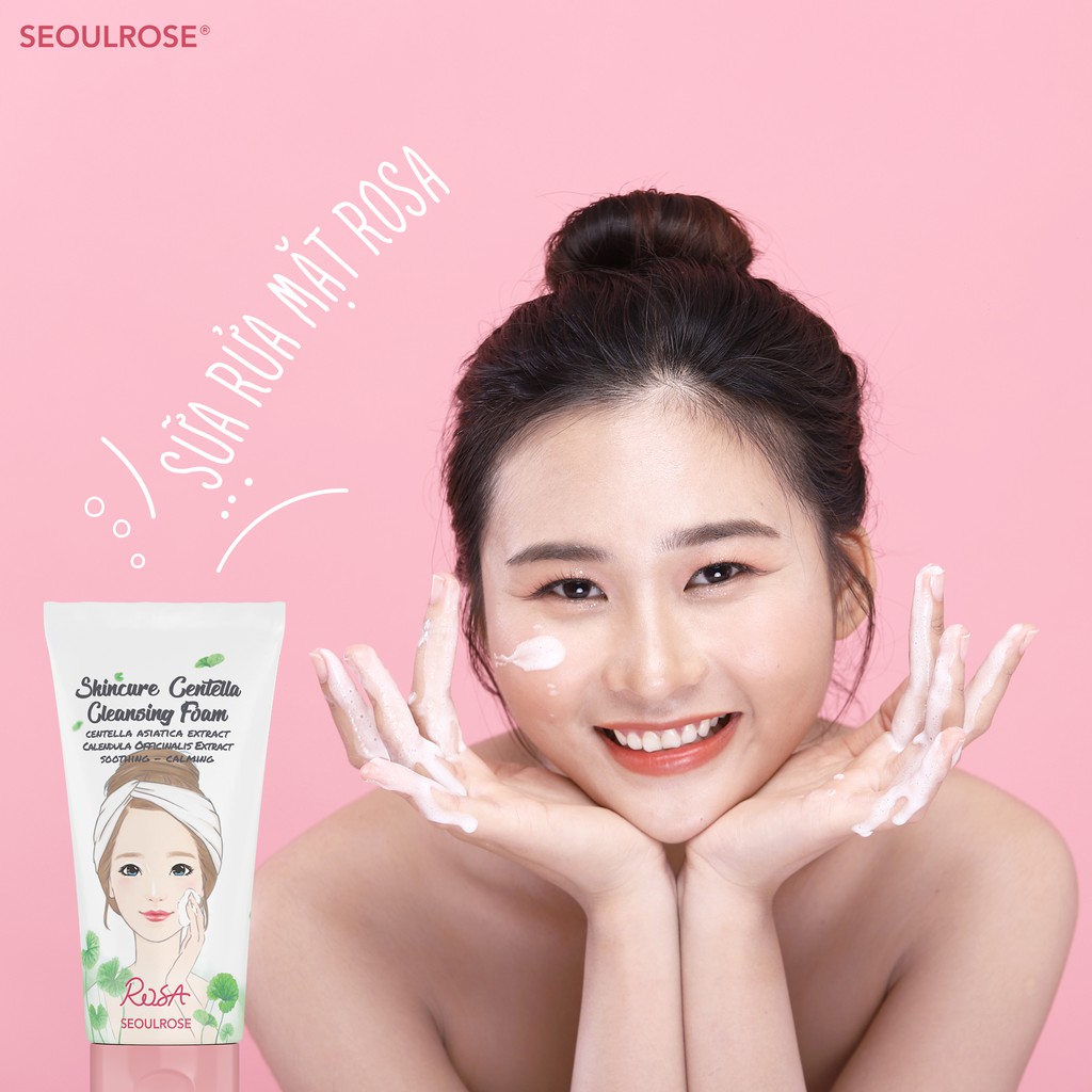 Sữa rửa mặt rosa Seoulrose chiết xuất rau má & hoa cúc 120ml, giúp da trắng sáng, làm sạch sâu, kiềm dầu - Seoulgroup