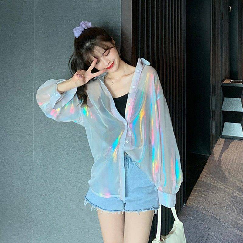 Áo sơ mi dài tay dáng rộng phong cách thời trang thoáng khí sành điệu cho nữ size S-3XL