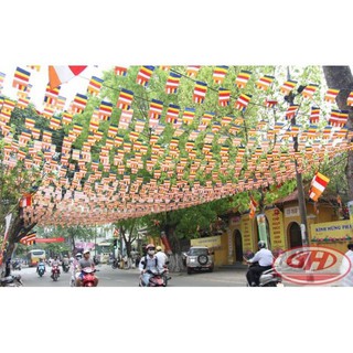 Cờ dây phật giáo dài 10m 20x25cm 20 lá
