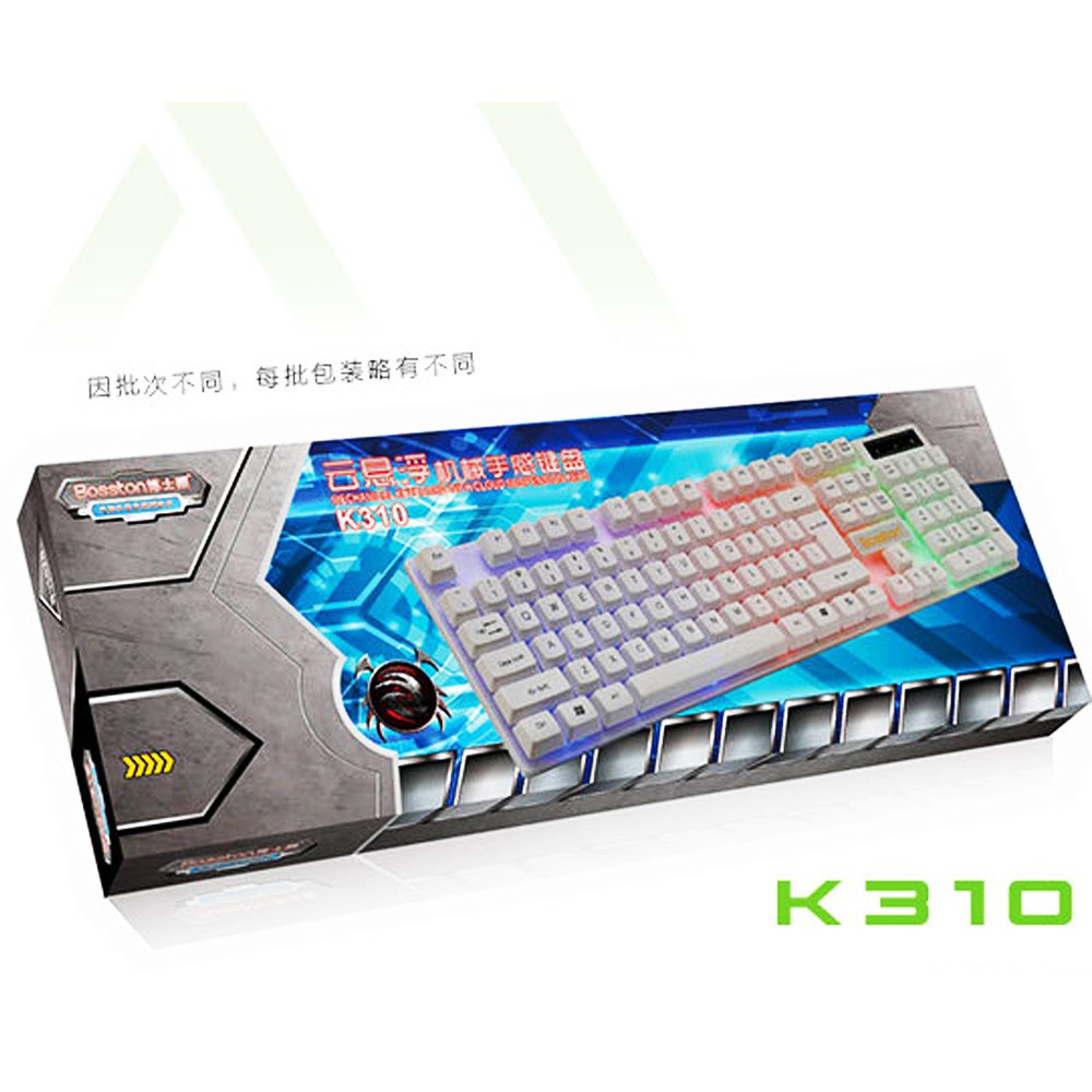 [Mã TH10KD20  hoàn đến10K xu] Bàn phím game Bosston K310/G808 LED 7 màu (Đen-Trắng)