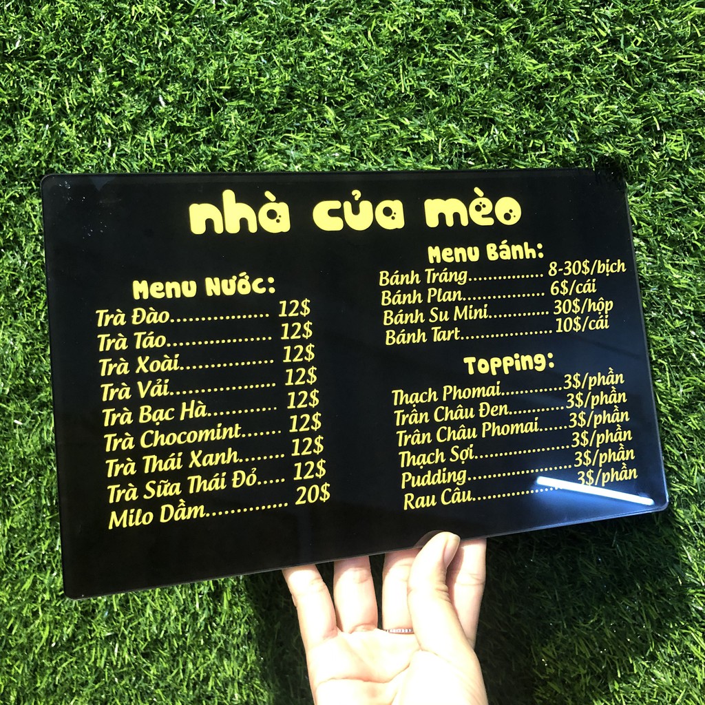 Menu quán cà phê - Chất liệu mica xịn xò - Dành cho các quán cà phê