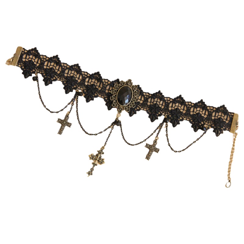 Vòng cổ choker ren màu đen phong cách Gothic Punk cổ điển quyến rũ 10MK