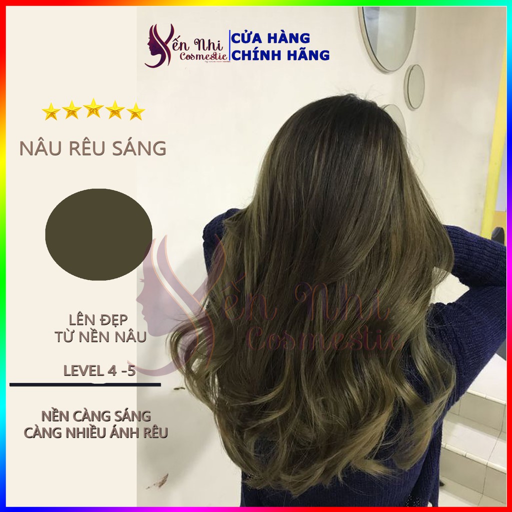 nhuộm màu xanh rêu tóc màu xanh rêu sáng chính hãng, Mỹ phẩm tóc yến nhi M8.22oxy12