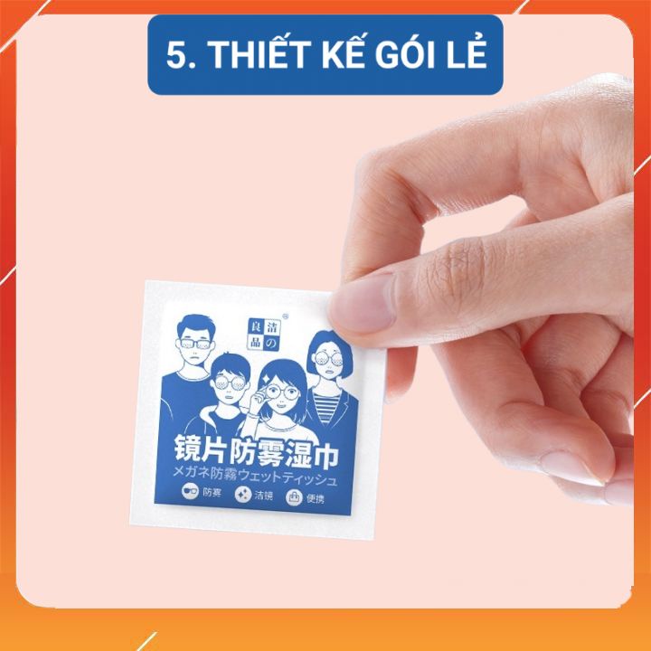 Hộp 100 miếng khăn lau kính nano chống bám hơi nước - Khăn lau chống hơi nước cho kính mắt dùng 1 lần, làm sạch hiệu qua