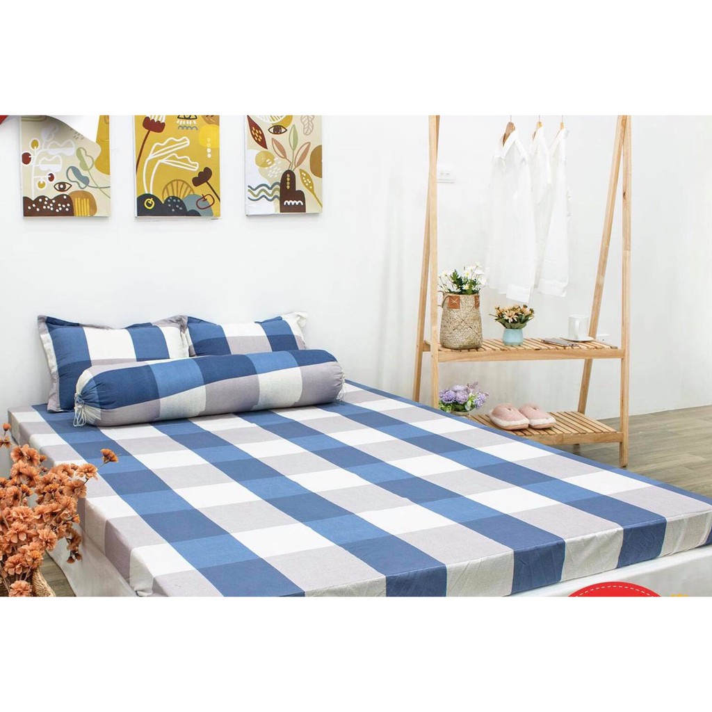 Combo 4 món bộ drap ga giường chất liệu cotton poly hàn quốc