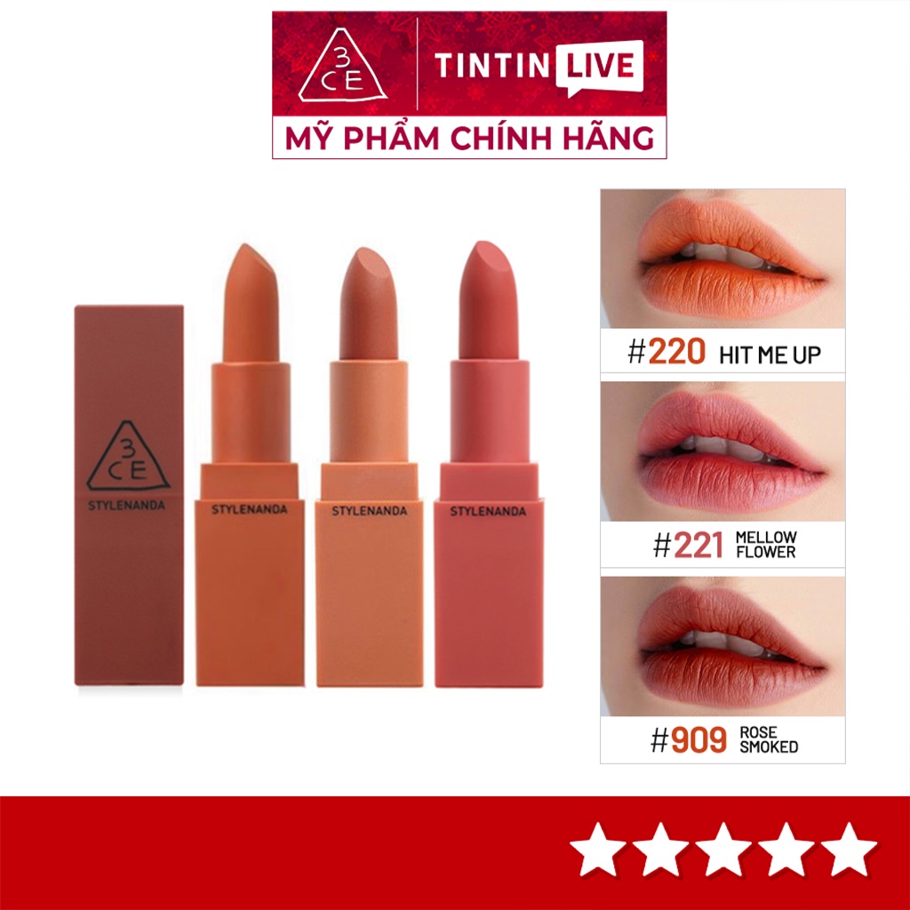 Son Thỏi Lì 3CE Mood Recipe Matte Lip Color 4 màu chính hãng