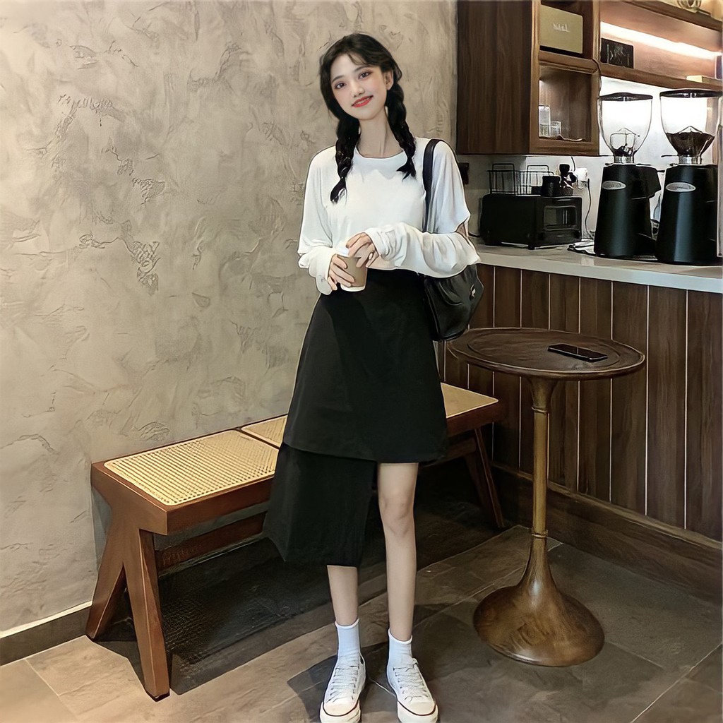 Chân Váy Umi Lệch Tầng 🦋FREESHIP🦋 Váy Nữ Dáng Hàn 2 Tà Cao Thấp | BigBuy360 - bigbuy360.vn