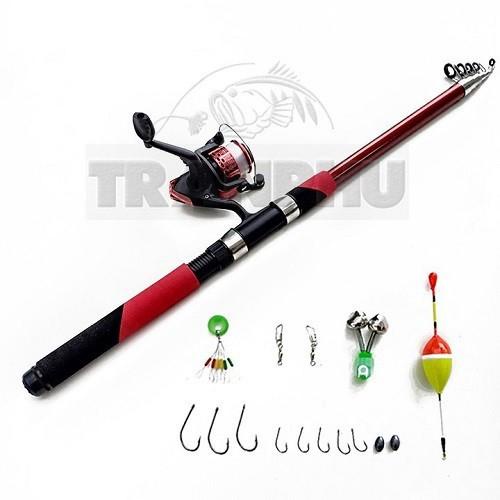 Bộ cần câu rút cacbon SHIMANO 3m6 Máy YF200 Tặng kèm 6 phụ kiên màu đỏ (*Kim Thủy)