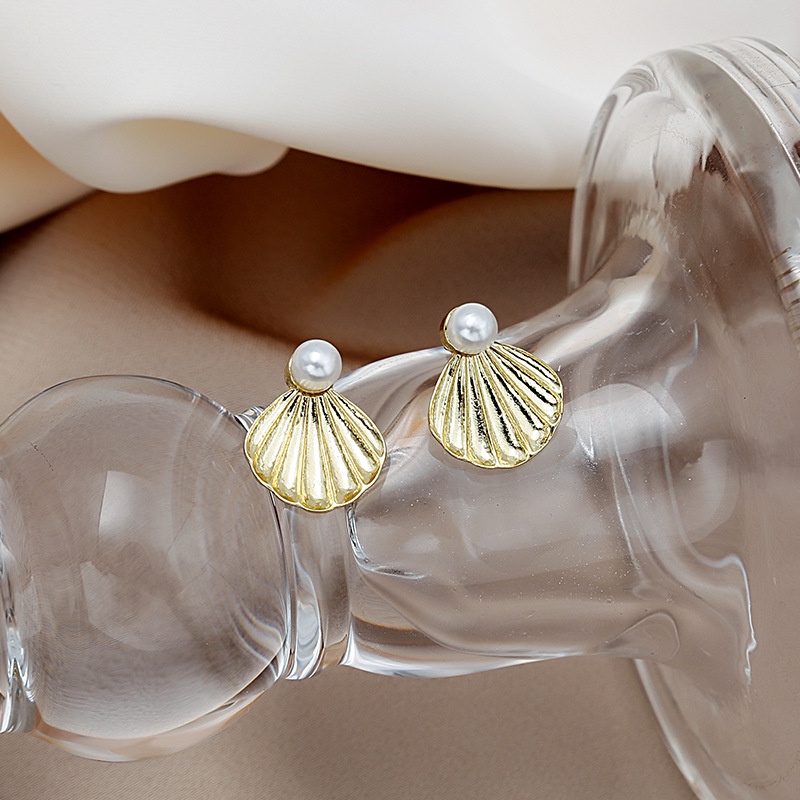 Bông Tai Mạ Bạc 925 Hình Vỏ Sò Đính Ngọc Trai Phong Cách Nhật Hàn Thời Trang Cho Nữ