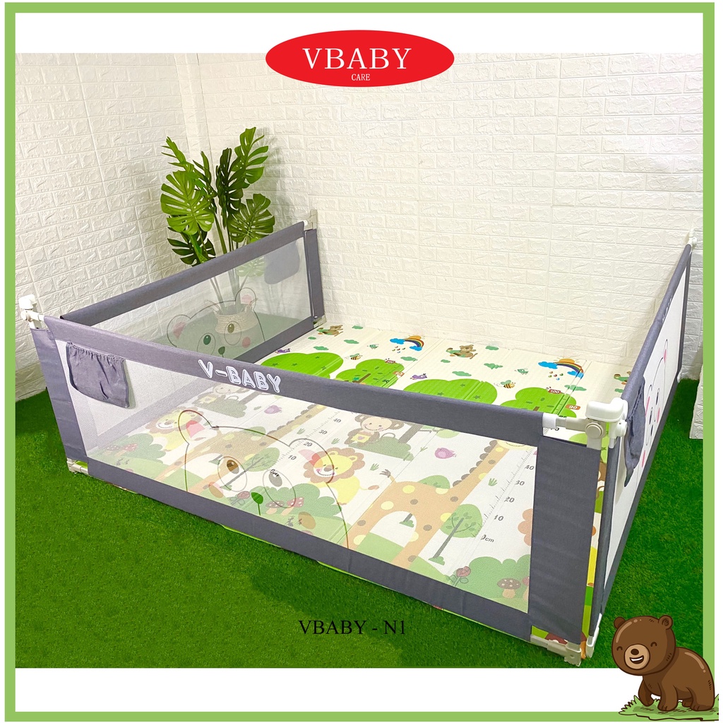 Thanh Chắn Giường Cao Cấp V-Baby N1S Model 2022 Nâng hạ 1 bên & V-BABY N1