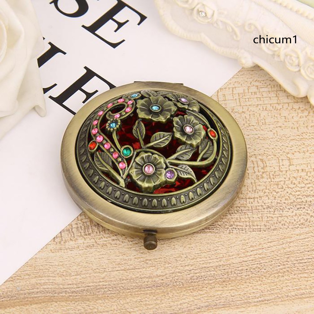 [Hàng mới về] Gương trang điểm mini bỏ túi hình hoa rỗng phong cách vintage