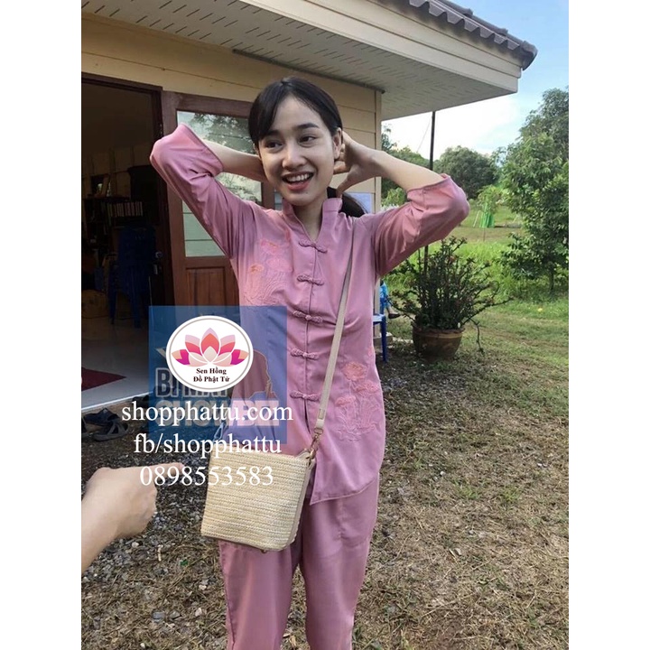 [CHÍNH HÃNG] Bộ cổ tàu thêu sen truyền thống nữ # đồ bộ đi lễ mặc nhà đều xinh # set xẩm