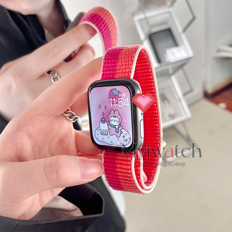 Dây Đeo Thể Thao Co Giãn 45mm 41mm 44mm 40mm 38mm 42mm Cho iWatch serie 7 6 5 4 SE 3 2 1