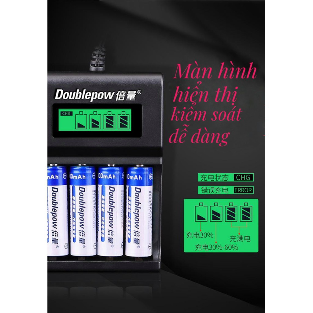 SẠC PIN Doublepow tự ngắt khi đầy Tốc Độ Cao Hiển Thị Màn Hình LCD
