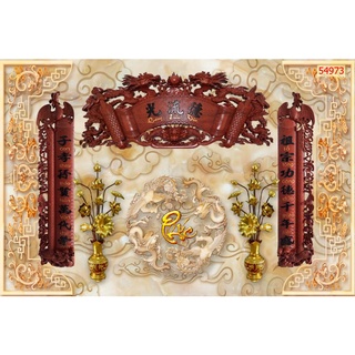 Tranh lụa dán bàn thờ KT ngang 1,5m* cao 1m