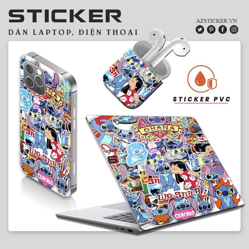Sticker Stitch Dán Mũ Bảo Hiểm Chống Nước Cắt Sẵn Từng Hình | STK44 | Hình Dán Laptop Điện Thoại Bình Nước Macbook Vali
