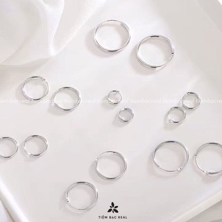 Bông tai tròn trơn chất liệu bạc ta, bông tai tròn đơn giản đủ kích cỡ, bảo hành trọn đời, tiệm bạc real