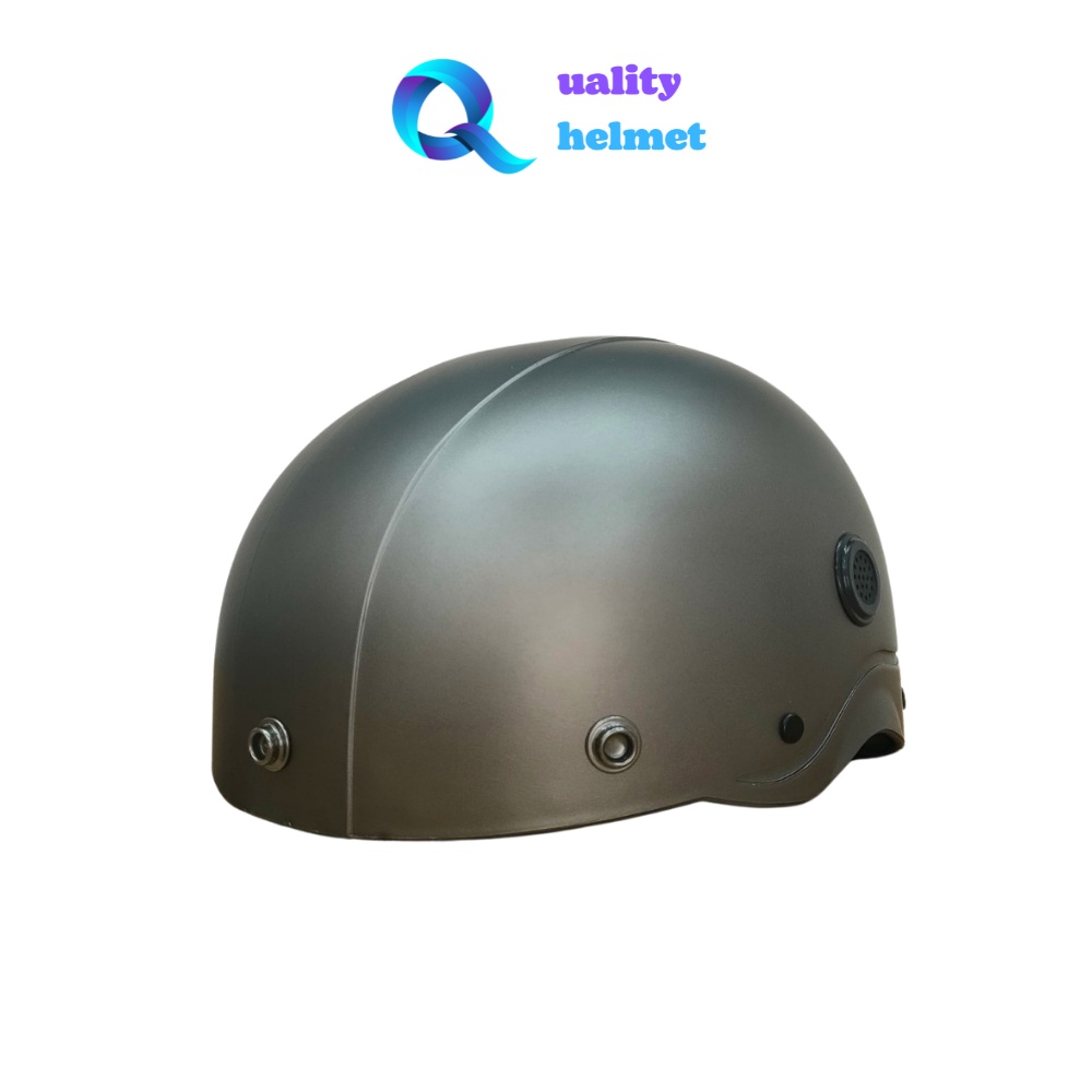 Mũ bảo hiểm nón sơn nửa đầu 1/2 cao cấp màu xám có lỗ thông gió hàng chính hãng