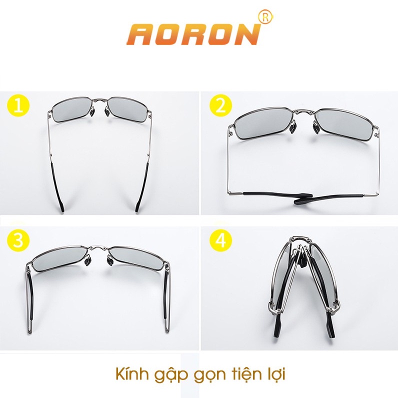 Kính Mát Nam Thời Trang, Mắt Vuông Tròng Phân Cực Đổi Màu Chống Lóa Ngày Đêm, Gọng Kính Gập Tiện Lợi AK026 - AORON
