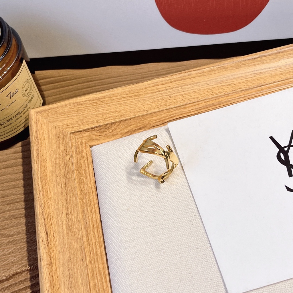 Saint Lauren ysl Nhẫn Thép Titan Chống Thấm Nước Thời Trang Công Sở Cho Nam Và Nữ