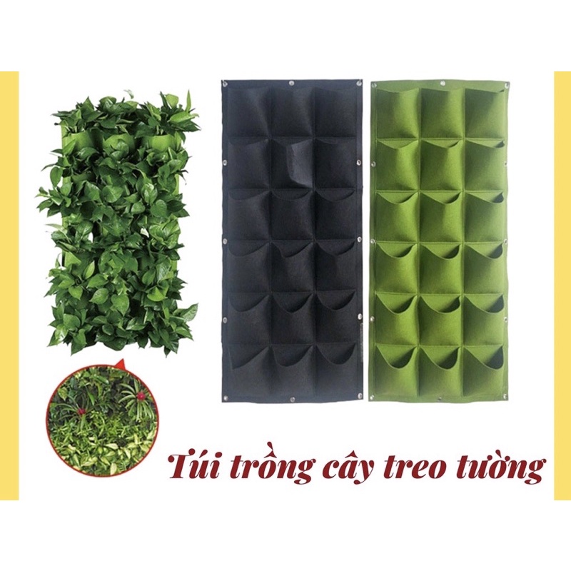 Túi trồng cây Treo tường 18 Lỗ , Túi làm vườn Trang trí ,trồng hoa Rau Cây cảnh .