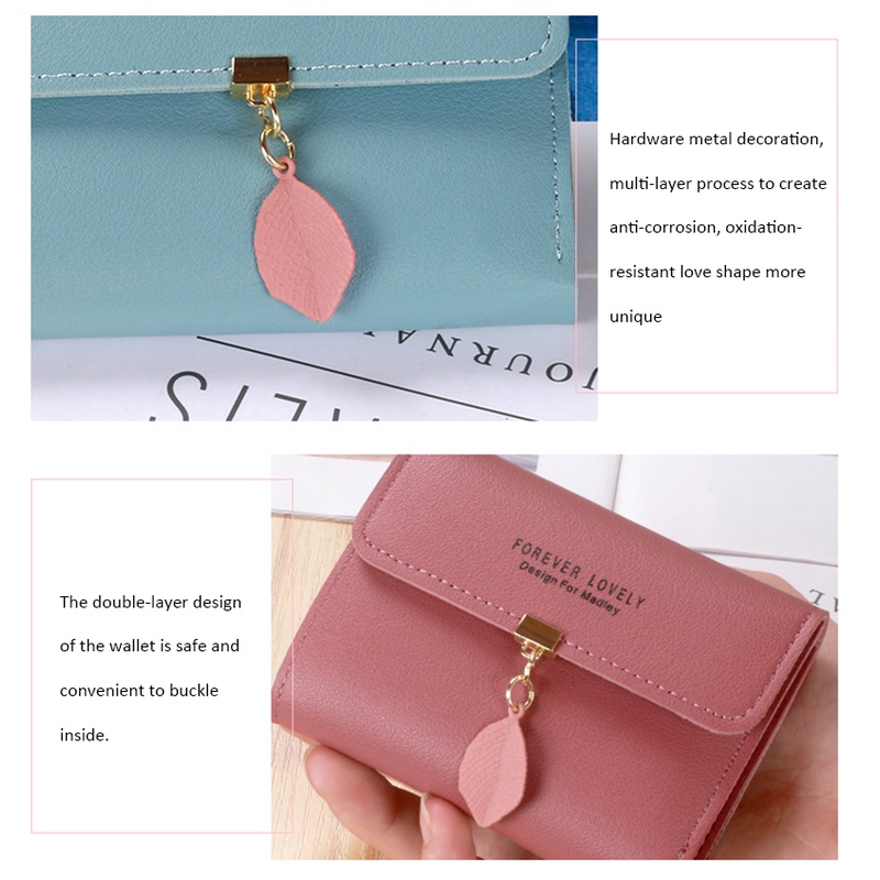 Women's Short Small Coin Purse Wallet Ladies Leather Folding Card Card Holder