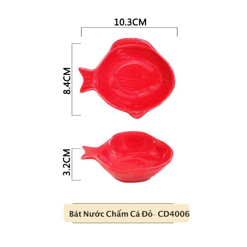 Bát sứ ăn dặm hình cá cơm 10cm - Nhiều màu