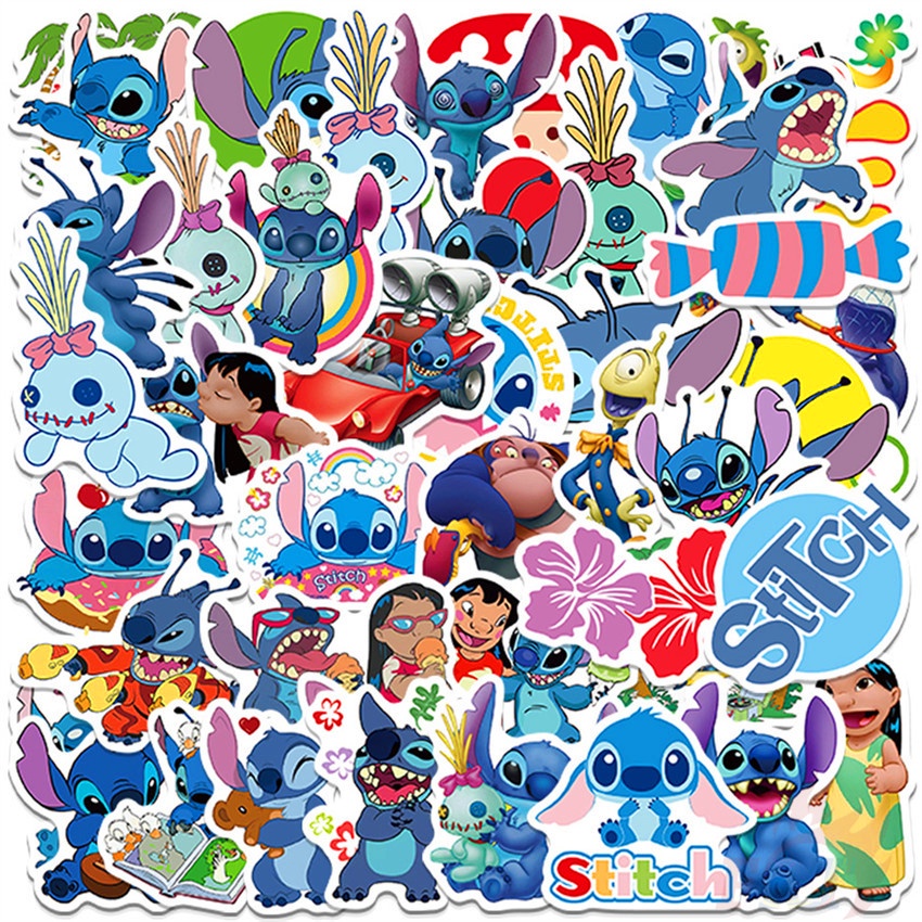 DISNEY ❉ Bộ 02 Hình Dán Nhân Vật Hoạt Hình Lilo &amp; Stitch ❉ Bộ 50 Miếng Dán Trang Trí Vali Laptop Ván Trượt DIY Thời Trang