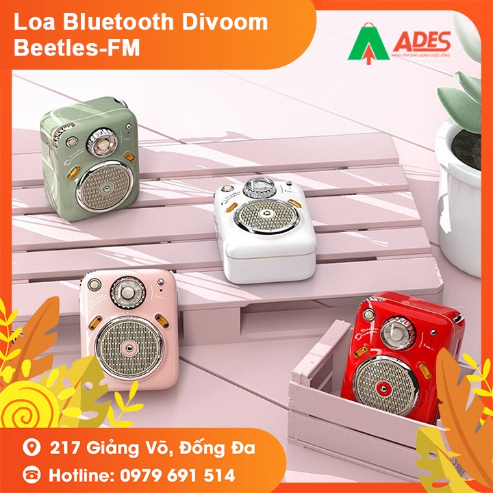 Loa Bluetooth Divoom Beetles-FM - Bảo Hành Chính Hãng - Thiết Kế Siêu Nhỏ, Cổ Điển, Tích Hợp FM Radio, Thẻ Nhớ