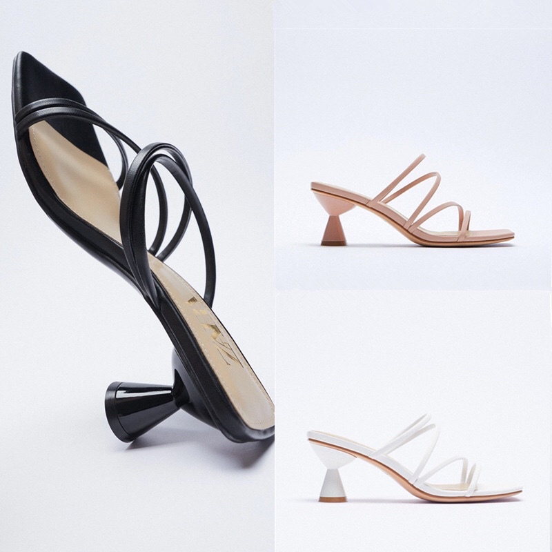 Giày Sandal Cao Gót Nữ 5 Phân Kyan, Mũi Vuông Phối Dây Quai Mảnh, Guốc Cao Phong Cách Hàn Quốc Mã SD0121302AK38